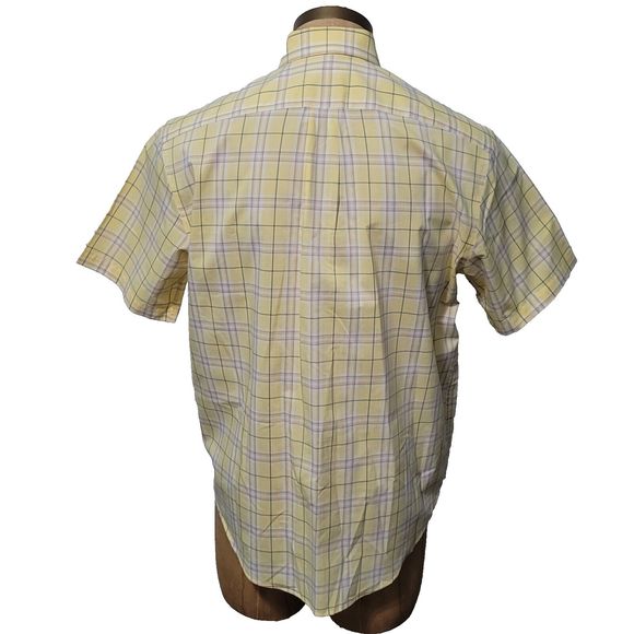 ROUNDTREE & YORKE Easy Care Shirt Mens M Yellow Plaid Short Sleeve Butto… - Picture 4 of 11